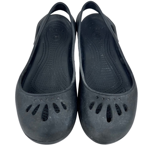 CROCS Shoes - Crocs Black Kadee Slingback Perforated Round Toe Slip On Flats Women's Size 11
